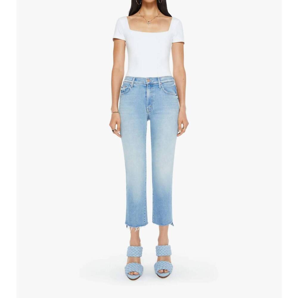NEW MOTHER insider crop fray denim jeans in can you dig it